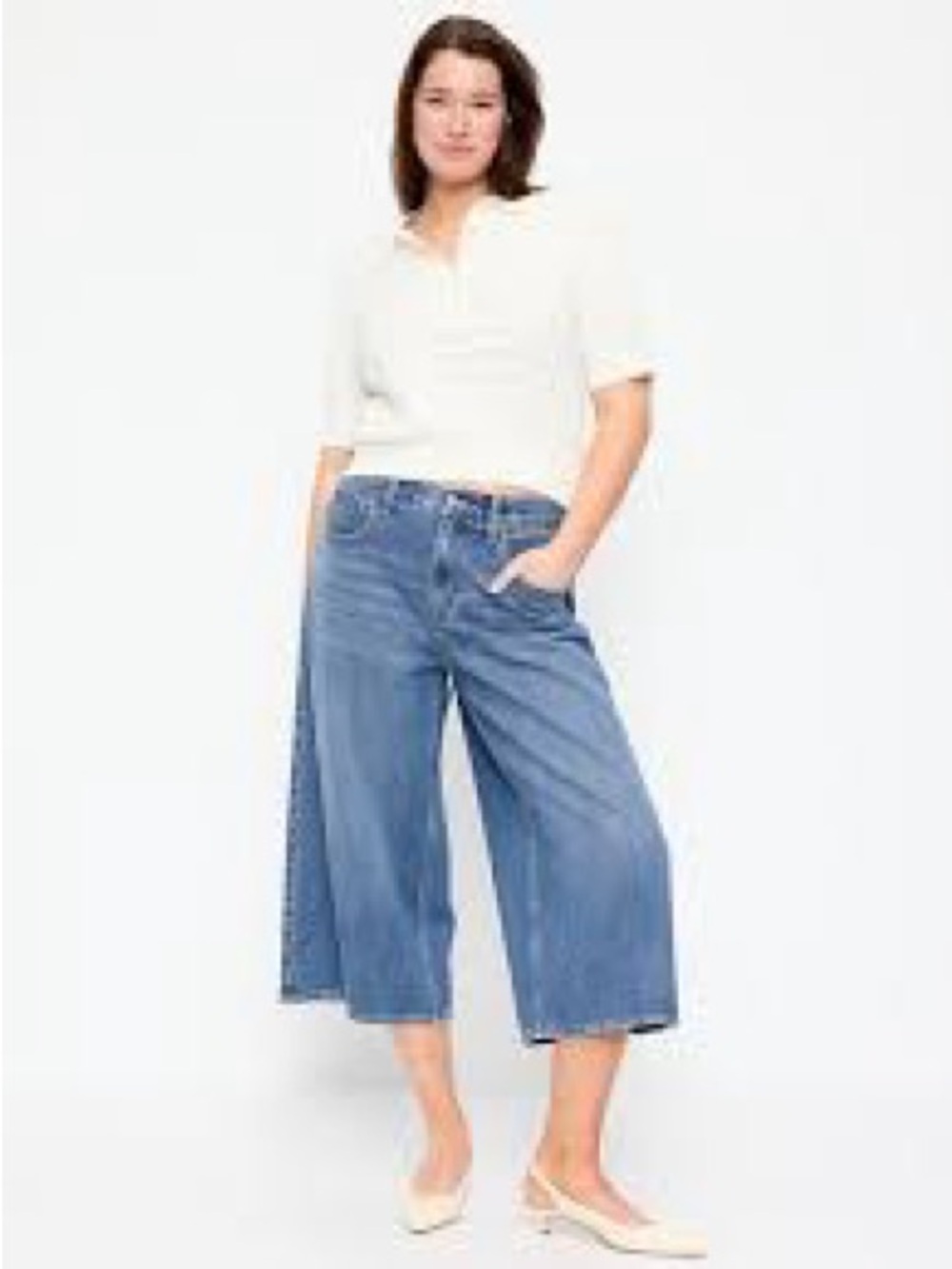 Old Navy Light Blue Wide Crop Jeans